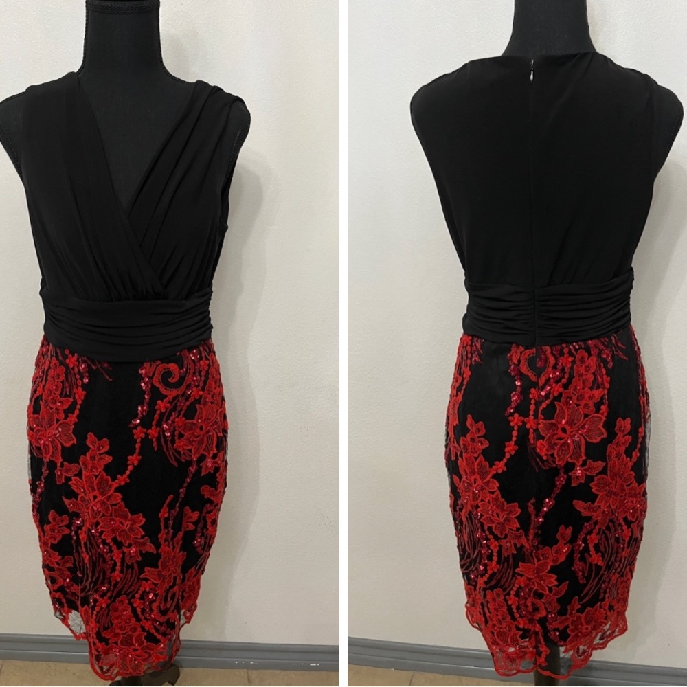 Womens sleeveless formal sparkly black/red dress size 8